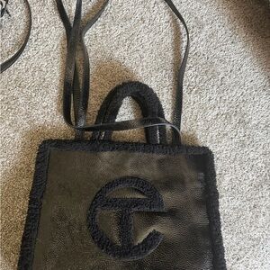 Telfar Black Shearling Tote